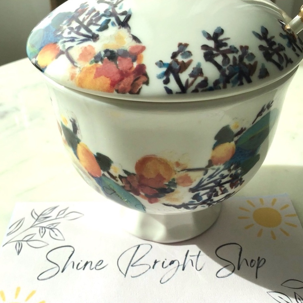 Anthropologie Botanica Handpainted Stoneware Sugar Pot NIB NWT - Picture 7 of 12